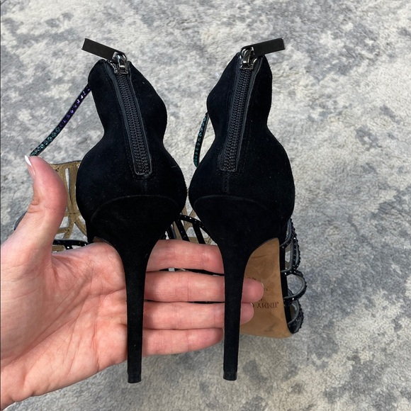 Jimmy Choo Kallai Leaf Sandal Heels Embellished Crystal Designer Sz 40 - Picture 9 of 14